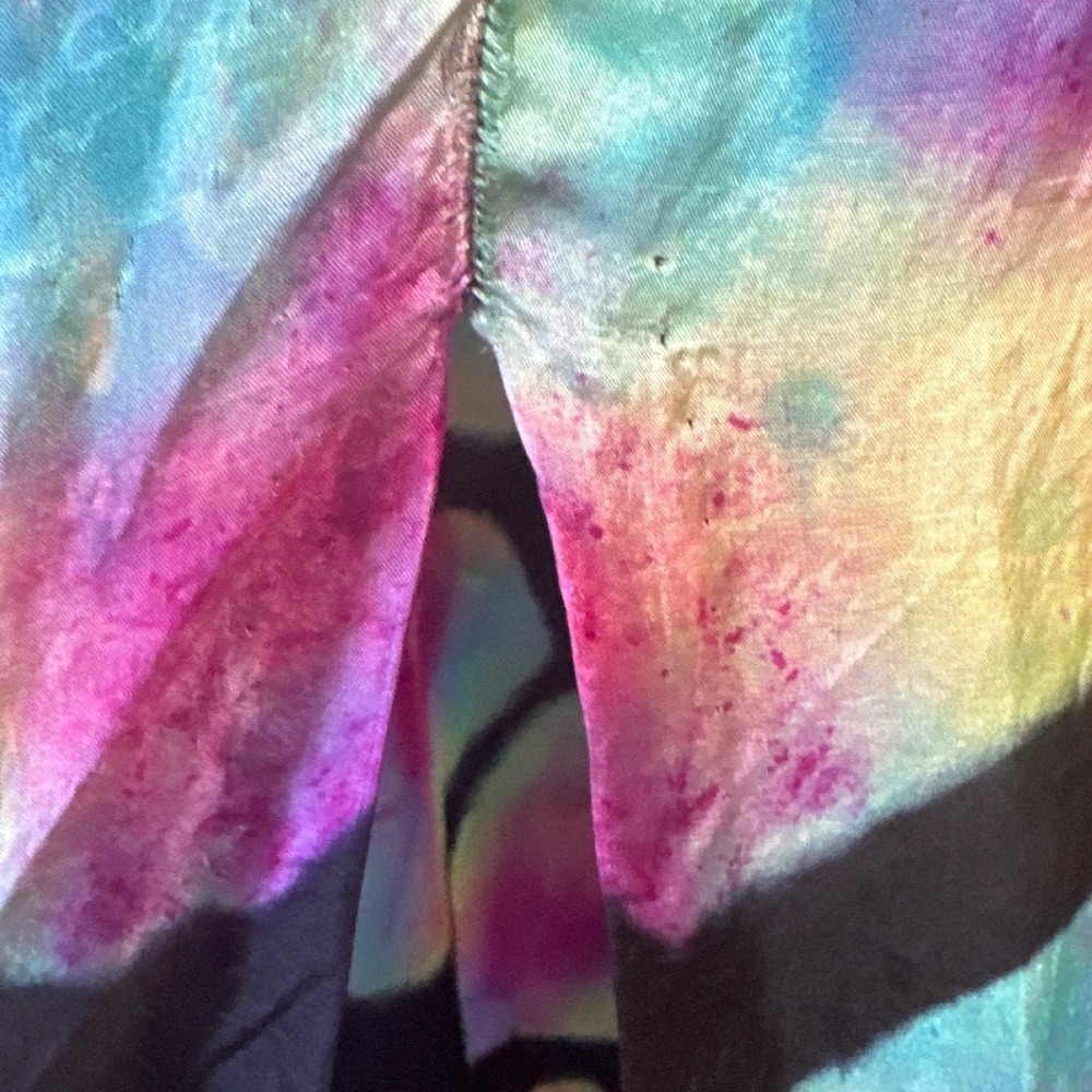 vintage norblack norwhite silk open back maxi dress abstract multicolor size m - Picture 8 of 8